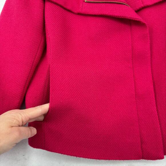 Talbots Moto Blazer Jacket Size 10 Magenta Pink Wool Blend Tweed Texture Lined - Picture 6 of 11